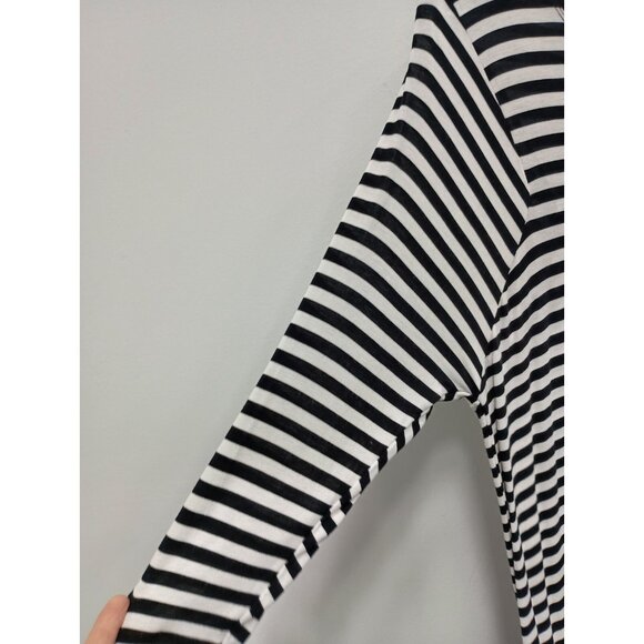 CAbi Womens Bistro Top Medium Black White Striped Jersey Casual 3/4 Sleeve #5588 - Picture 4 of 8